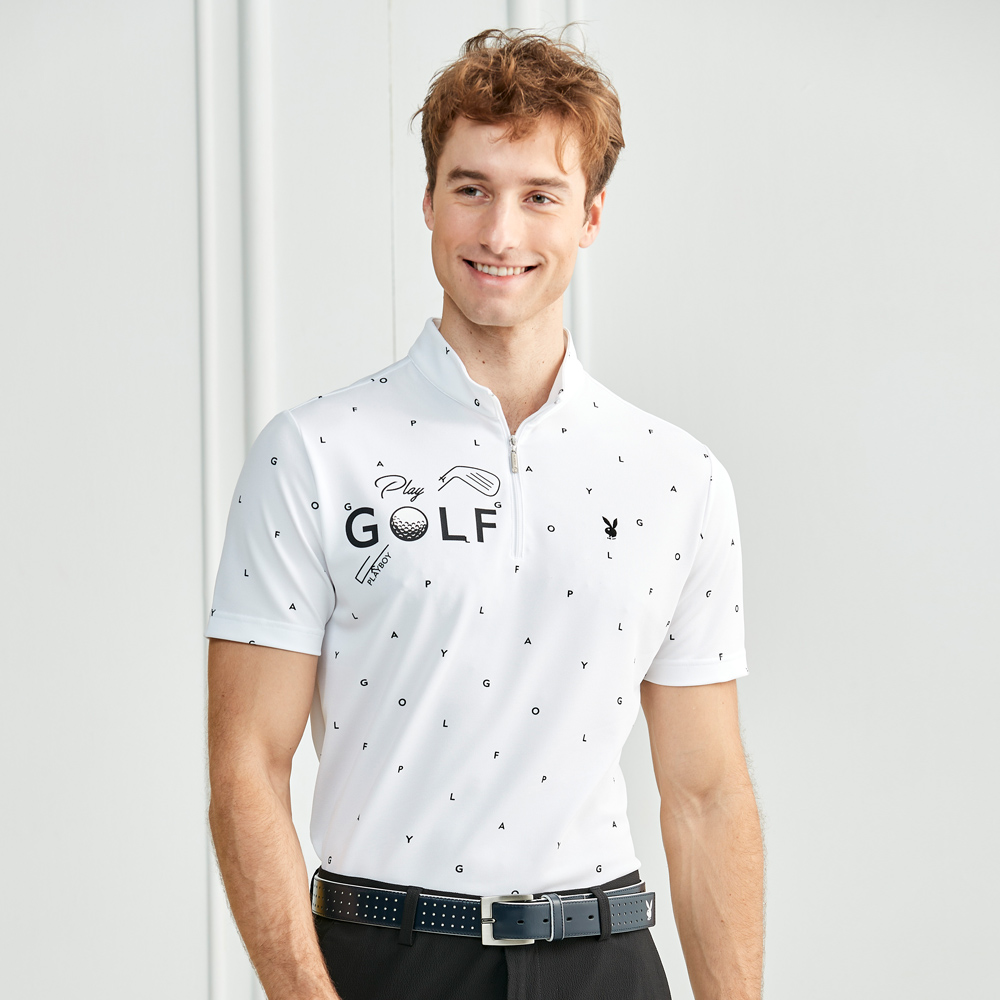 【PLAYBOY GOLF】男款立領印花配色短袖POLO衫-深藍(吸濕排汗/抗UV/GOLF/高爾夫球衫/AA21121-58) 歷史價格詳細信息