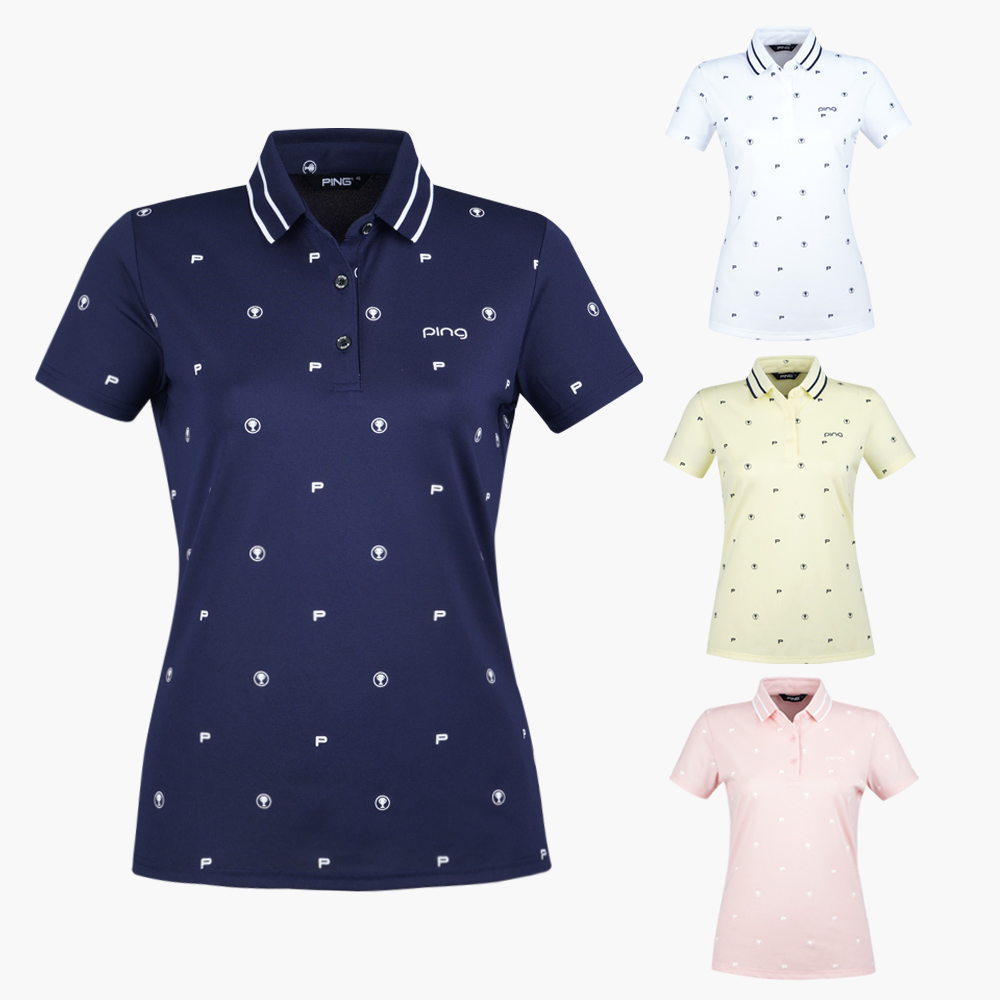 【PING】女款漸層字體立領短袖POLO衫-粉紅(吸濕排汗/抗UV/芳香抗菌/GOLF/高爾夫球衫/RA22118-16) 歷史價格詳細信息