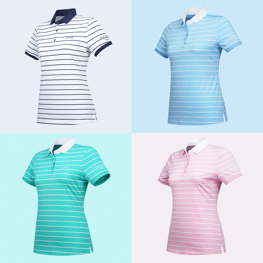 【PING】女款條紋領素面吸濕排汗薄長袖POLO衫-黑(GOLF/高爾夫球衫/RA23290-88) 歷史價格詳細信息