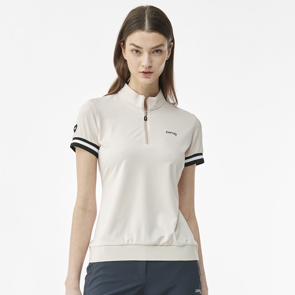 【PING】女款素面簡約LOGO短袖POLO衫-藍(吸濕排汗/抗UV/GOLF/高爾夫球衫/RA21190-56) 歷史價格詳細信息