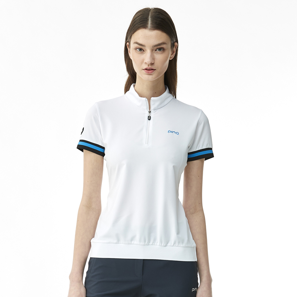 【PING】女款素面簡約LOGO短袖POLO衫-藍(吸濕排汗/抗UV/GOLF/高爾夫球衫/RA21190-56) 歷史價格詳細信息