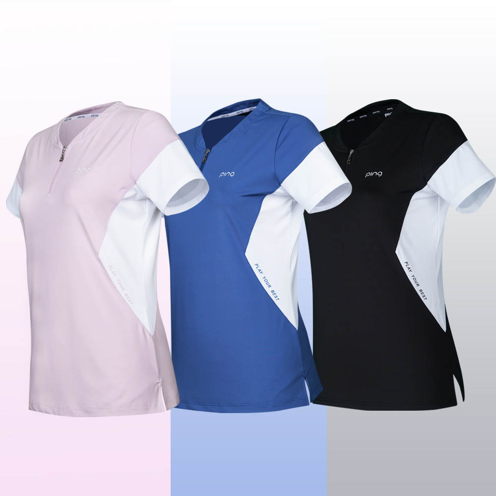 【PING】女款素面簡約LOGO短袖POLO衫-藍(吸濕排汗/抗UV/GOLF/高爾夫球衫/RA21190-56) 歷史價格詳細信息