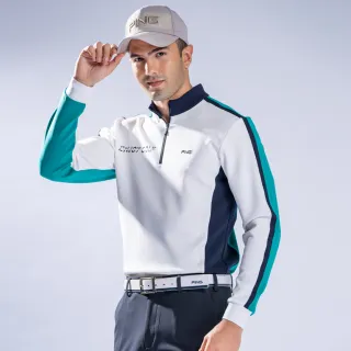 【PING】男款素面剪接抗UV長袖立領上衣-白(吸濕排汗/蓄熱保暖/GOLF/高爾夫球衫/PA24223-73) 歷史價格詳細信息