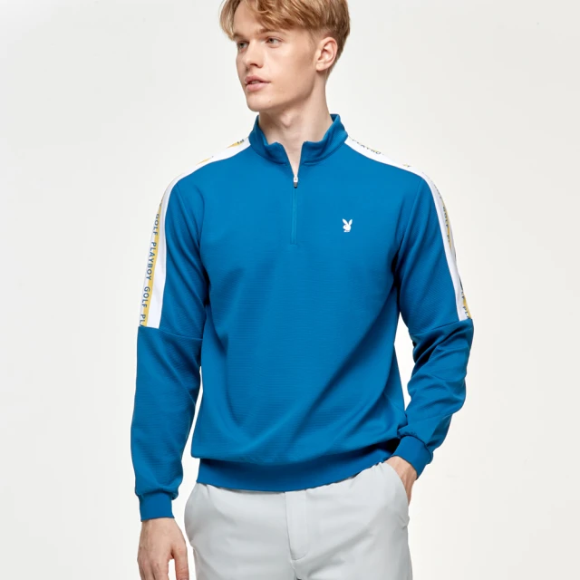 【PLAYBOY GOLF】男款印花防風防潑水抗UV高爾夫薄背心-灰藍(AB24101-83) 歷史價格詳細信息