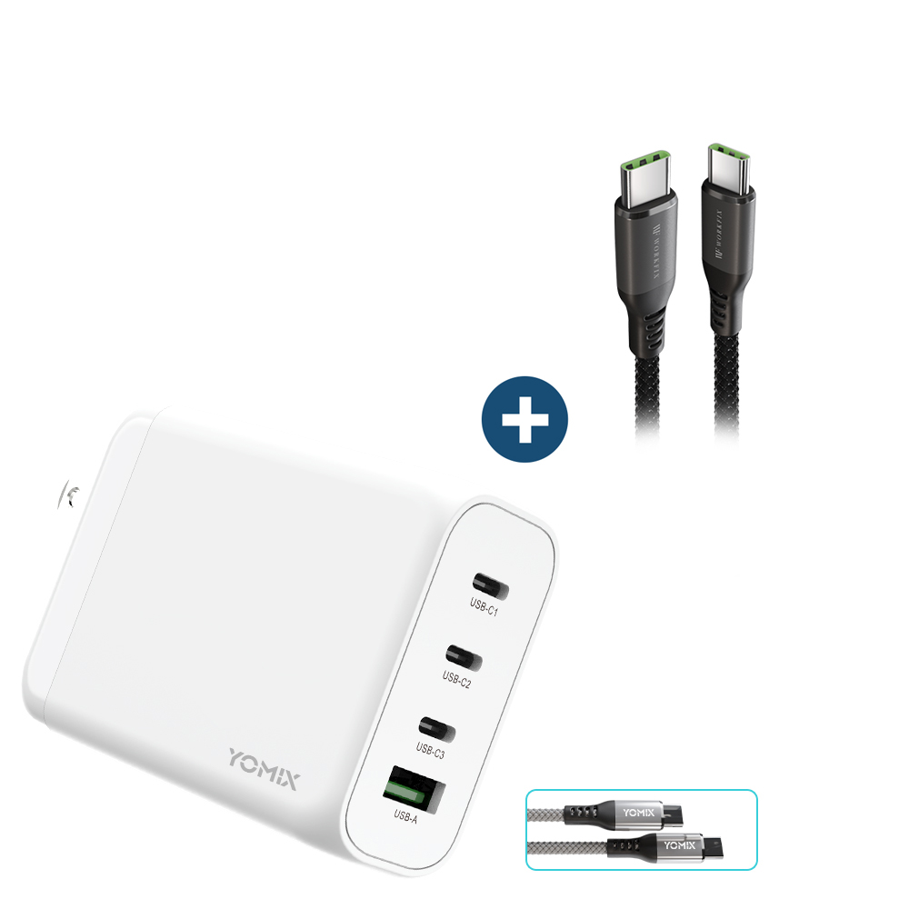 【YOMIX 優迷】130W GaN氮化鎵USB-C PD/QC四孔快充充電器/電競筆電快充 歷史價格詳細信息