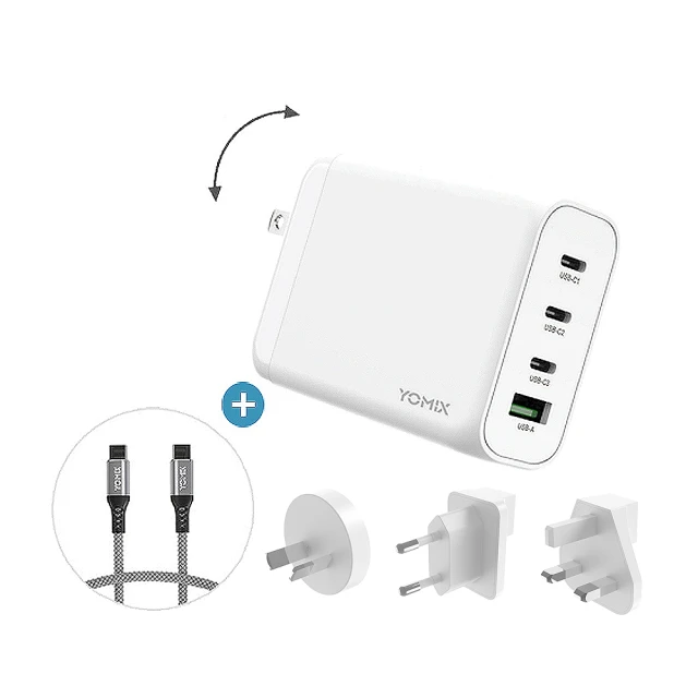 【YOMIX 優迷】130W GaN氮化鎵USB-C PD/QC四孔快充充電器/電競筆電快充 歷史價格詳細信息