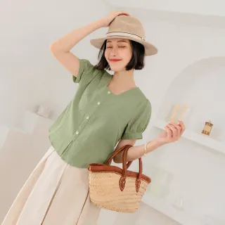 【OB 嚴選】高含棉方領不對稱抽繩澎袖上衣 《AB17203》 歷史價格詳細信息
