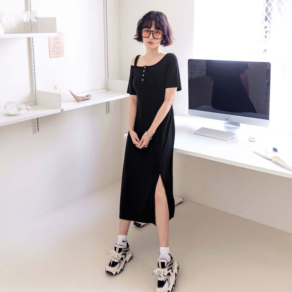 莫代爾開衩長裙《J.Y》長裙 開衩裙 裙子 褲裙 A字裙 傘裙 歐美風性感顯瘦百搭 歷史價格詳細信息