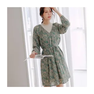 OB嚴選 假兩件印花背心拼接綁帶洋裝 《DA8932》全館現貨 歷史價格詳細信息
