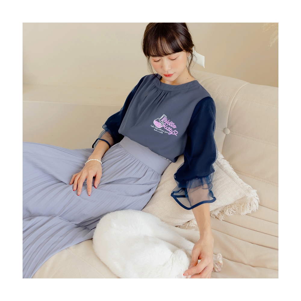 OB嚴選 KITTY妝可愛系列．純棉造型荷葉縮口袖圓領上衣 《KB1390》 歷史價格詳細信息