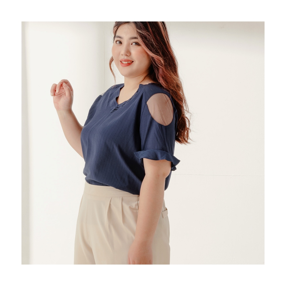 拼接條紋V領可反摺袖綁帶鬆緊長洋裝 《DA8374》 歷史價格詳細信息