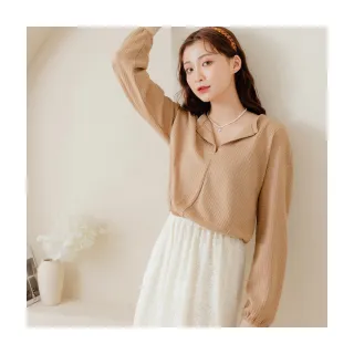 v領假兩件開衫女雙排扣設計2024春秋款可外穿針織衫女 曲珠開衫女 歷史價格詳細信息