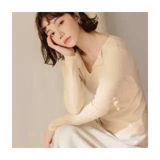 OB嚴選 V領彈性撞色縮口衣襬細針織上衣 《AB16582》 歷史價格詳細信息