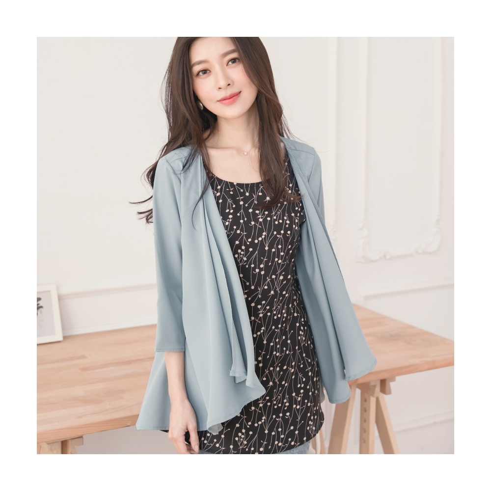 假兩件--知性俐落獨特品味假兩件式襯衫反摺袖雙口袋長版上衣(黑.紫XL-5L)-A251熊衣褲語 歷史價格詳細信息