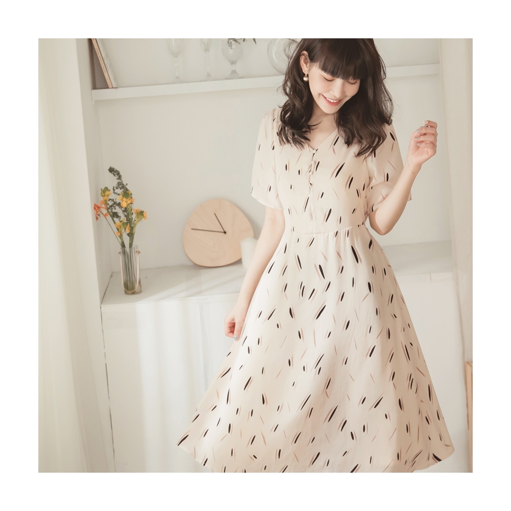 印花簡約雪紡拼接時尚百褶A字裙2023年夏款鬆緊腰休閒氣質半身裙 歷史價格詳細信息