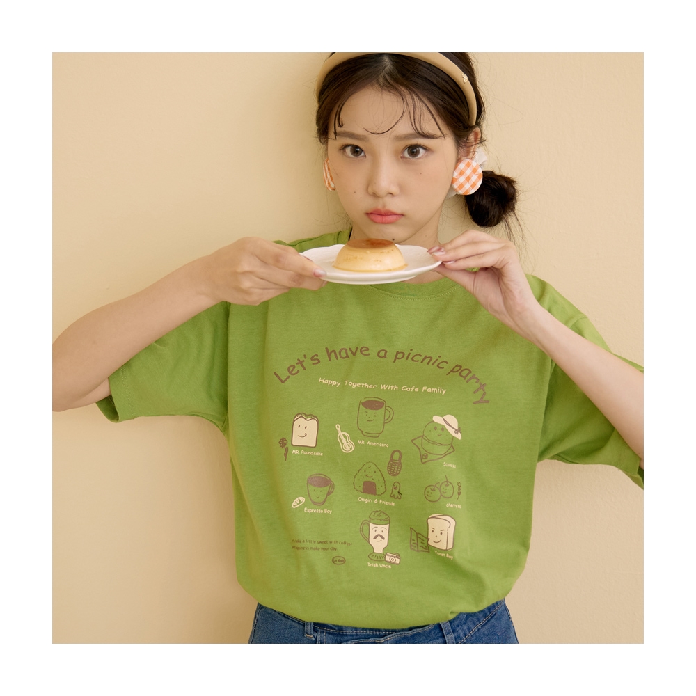 【OB 嚴選】咖啡廳家族棉質可頌相片印拋袖短版上衣 《IG0028》 歷史價格詳細信息