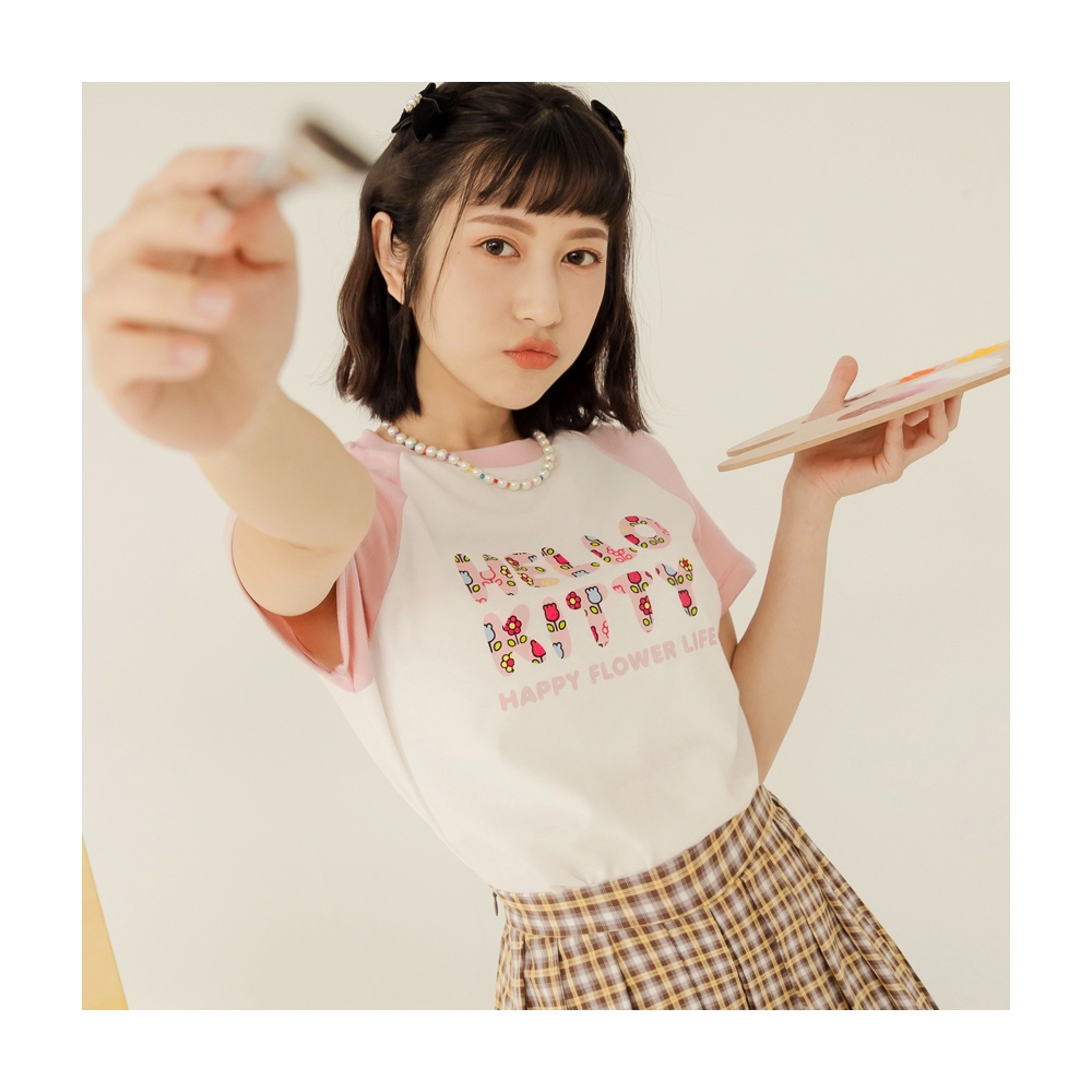 OB嚴選 KITTY 花FUN．全彩印花純棉短版TEE 《IK0001》 歷史價格詳細信息
