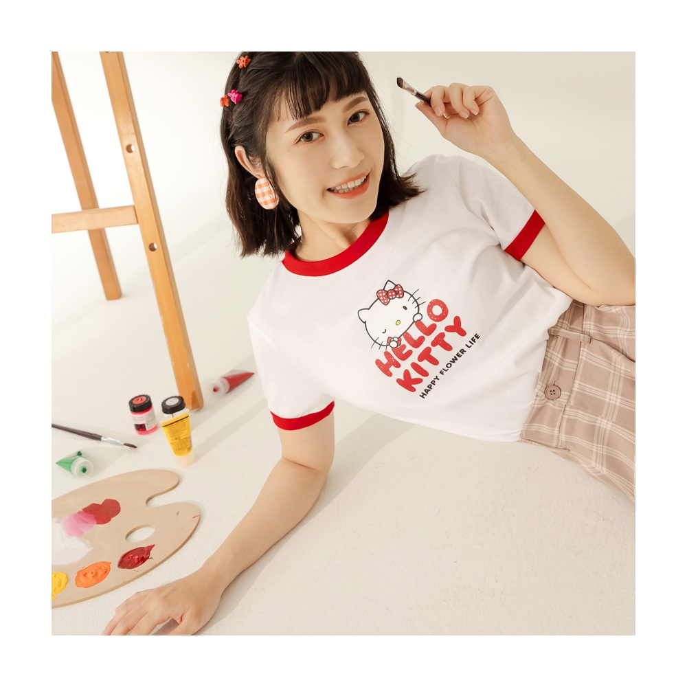 OB嚴選 KITTY 花FUN．全彩印花純棉短版TEE 《IK0001》 歷史價格詳細信息