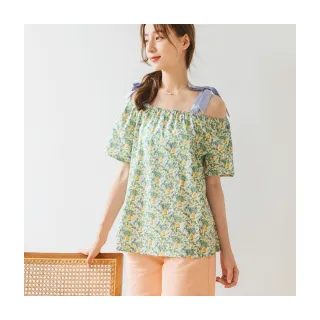 【OB 嚴選】純棉小露肩撞色印圖T恤上衣 《AB18542》 歷史價格詳細信息