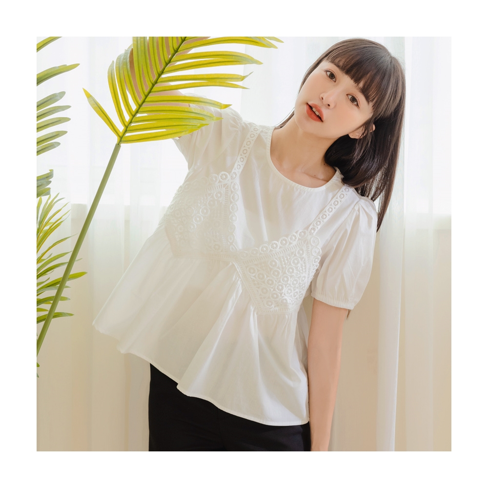【OB 嚴選】假兩件蕾絲露肩層次網紗洋裝 《DA7454》 歷史價格詳細信息