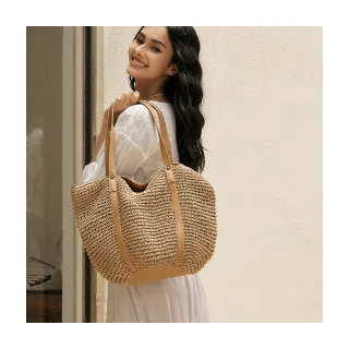 【OB 嚴選】大容量皮質手提草編子母包 《YA401》 歷史價格詳細信息