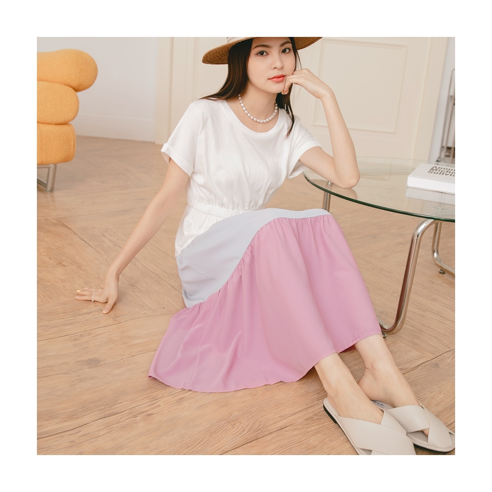 【OB 嚴選】撞色拼接透膚網紗格紋假兩件上衣 《AB14146》 歷史價格詳細信息