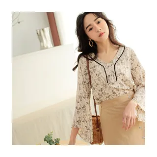 V領滿版條紋印花鬆緊收腰荷葉短袖上衣 《AB15619》 歷史價格詳細信息