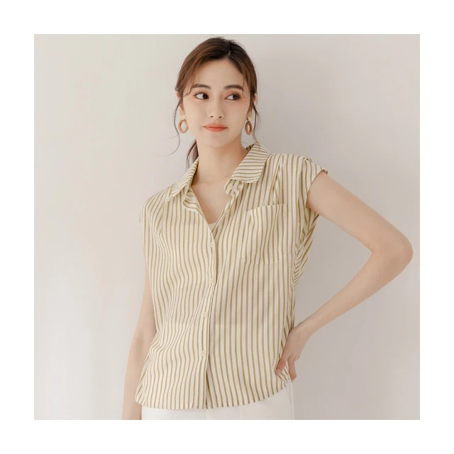 OB嚴選 細條紋刺繡無袖短版襯衫 《AB18880》 歷史價格詳細信息