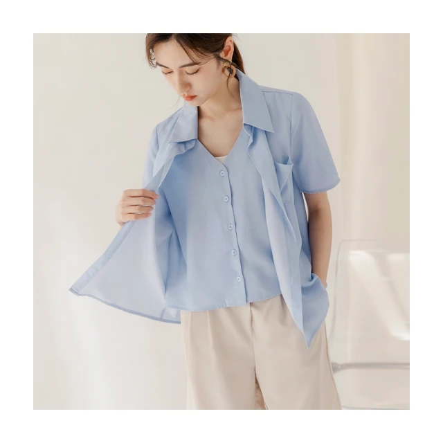 v領假兩件開衫女雙排扣設計2024春秋款可外穿針織衫女 曲珠開衫女 歷史價格詳細信息