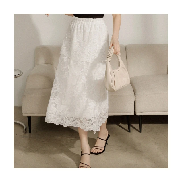 【OB 嚴選】細緻蕾絲鬆緊腰層次剪裁長裙 《CA2964》 價格比較,價格查詢,歷史價格詳細信息