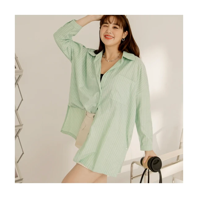 長版襯衫--自然氣息棉麻感花苞領斜開扣設計長版上衣/洋裝(藍.卡其XL-5L)-D379熊衣褲語 歷史價格詳細信息