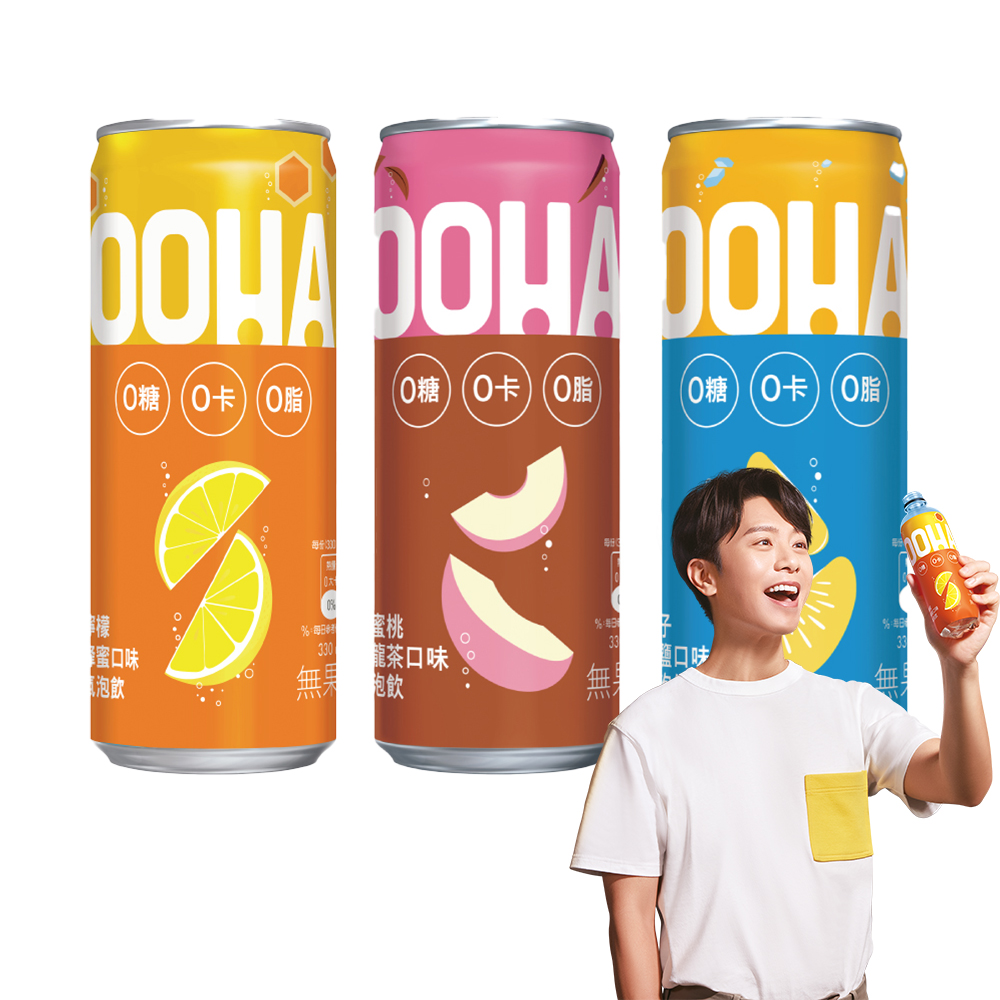 【OOHA】氣泡飲 水蜜桃烏龍茶 易開罐330ml x24入/箱(零糖零卡零脂) 歷史價格詳細信息