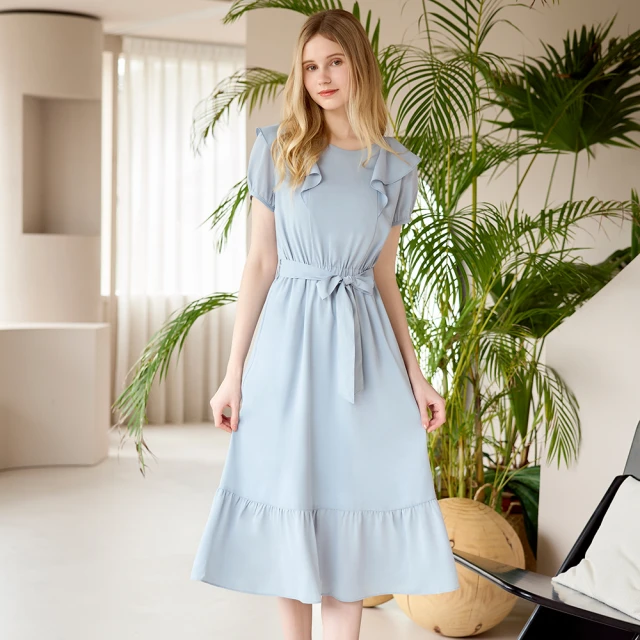 【H2O】荷葉邊短袖雪紡上衣(#4675013 短袖雪紡上衣 綠色/白色) 歷史價格詳細信息