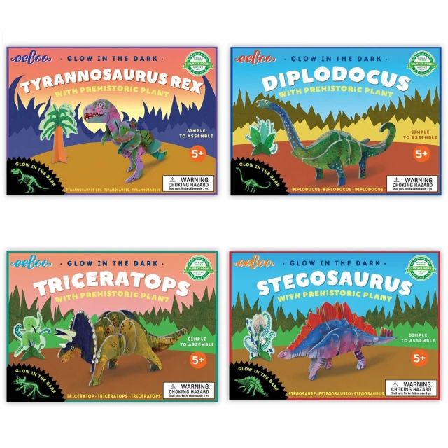 【eeBoo】3D Dinosaurs Set 四款一組(遊戲桌遊 3D立體微夜光恐龍 四款一組組合) 價格比較,價格查詢,歷史價格詳細信息