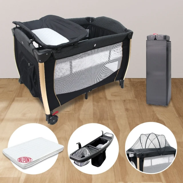 【SN享幸福】雙層折疊嬰兒床+床墊+置物架(附蚊帳+尿布台+收納袋) 歷史價格詳細信息