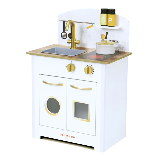 小廚師波爾多木製家家酒玩具小廚房-木紋/紅色 歷史價格詳細信息