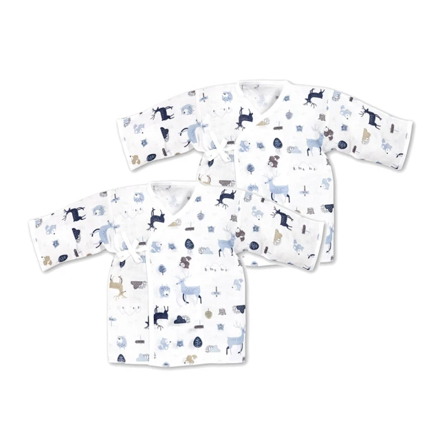 酷咕鴨北歐迷境森林反手袖紗 布肚衣2入-初生(藍/粉) 歷史價格詳細信息