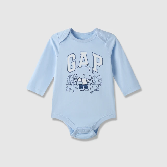 Gap 嬰兒 Logo純棉小熊印花短袖包屁衣/連身衣-白色(668750) 歷史價格詳細信息