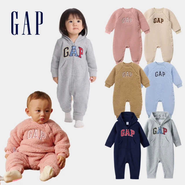 Gap 嬰兒裝 Logo熊耳造型連帽長袖包屁衣/連身衣 碳素軟磨系列-深粉色(788682) 歷史價格詳細信息