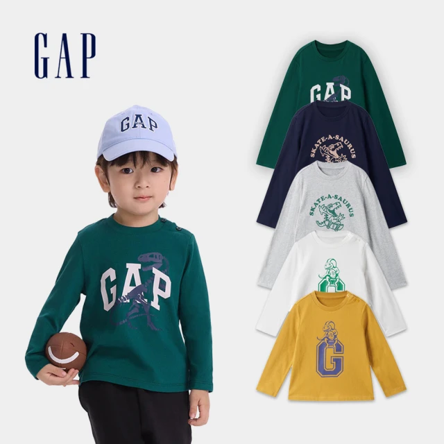 Gap 男童 Logo純棉印花圓領長袖T恤-藍色(735911) 歷史價格詳細信息