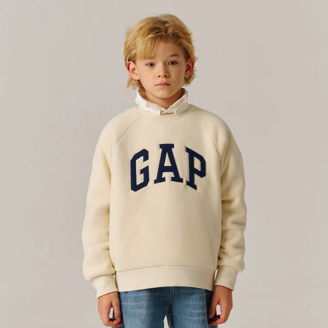 【GAP】兒童裝 Logo刺繡刷毛圓領大學T-紫色(683622) 歷史價格詳細信息