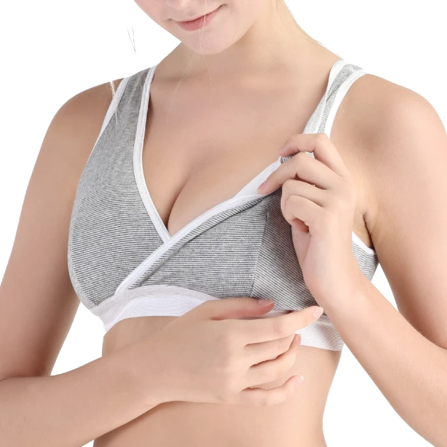 【六甲村】時尚風運動哺乳兩用內衣(灰白條紋)-米菲寶貝 歷史價格詳細信息