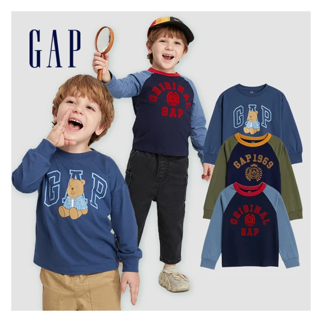 Gap 男裝 Logo純棉印花圓領長袖T恤-黑色(773184) 歷史價格詳細信息