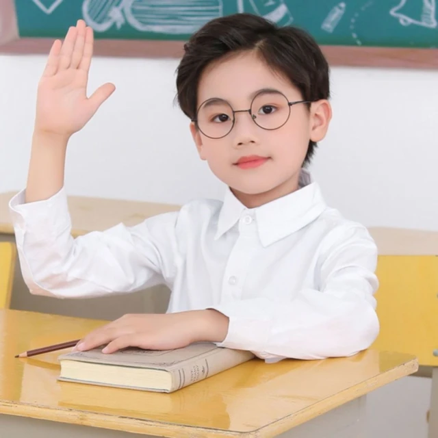 兒童校服襯衫女童純棉長袖上衣中小學生學院風千格藍色格子襯衣 歷史價格詳細信息