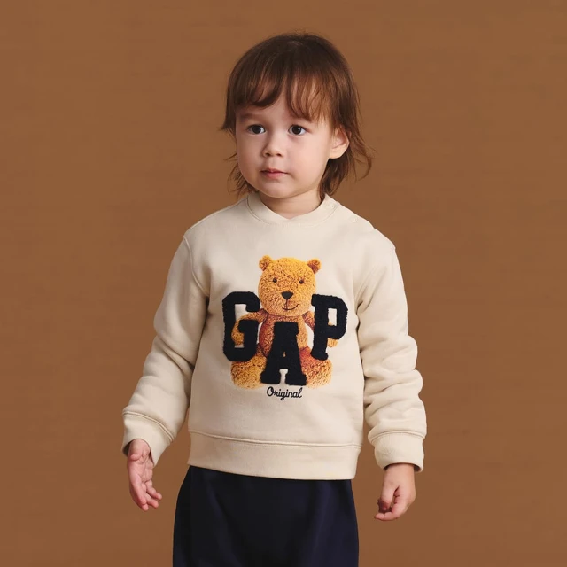 【GAP】幼童裝 Logo小熊刺繡印花刷毛圓領長袖上衣-粉色(606608) 歷史價格詳細信息