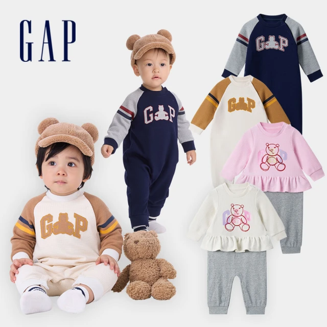 Gap 嬰兒裝 Logo小熊印花抽繩束口鬆緊褲-灰色(784841) 歷史價格詳細信息