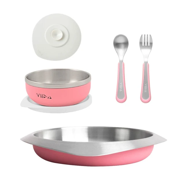 VIIDA Soufflé 抗菌不鏽鋼兒童叉匙組(粉色/L)-米菲寶貝 歷史價格詳細信息