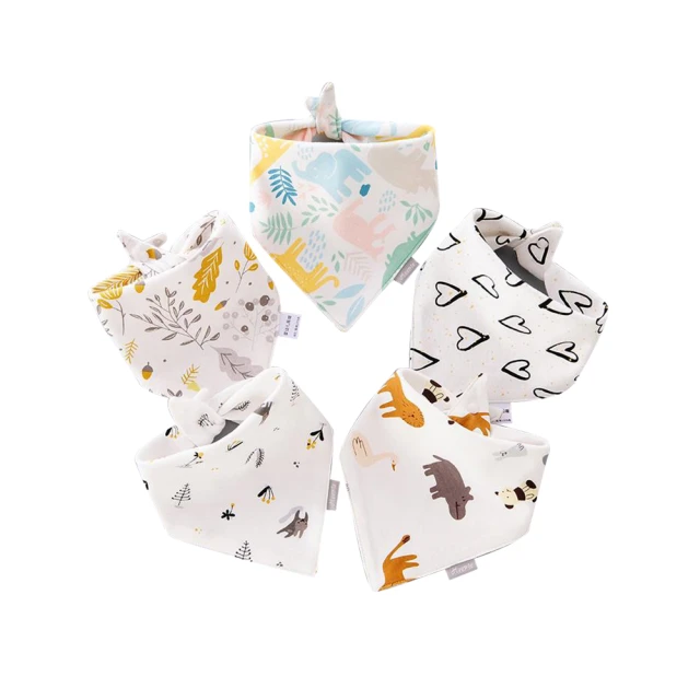 【JoyNa】5件入圍兜 棉毛三角巾 純棉口水巾(雙層.按扣) 歷史價格詳細信息