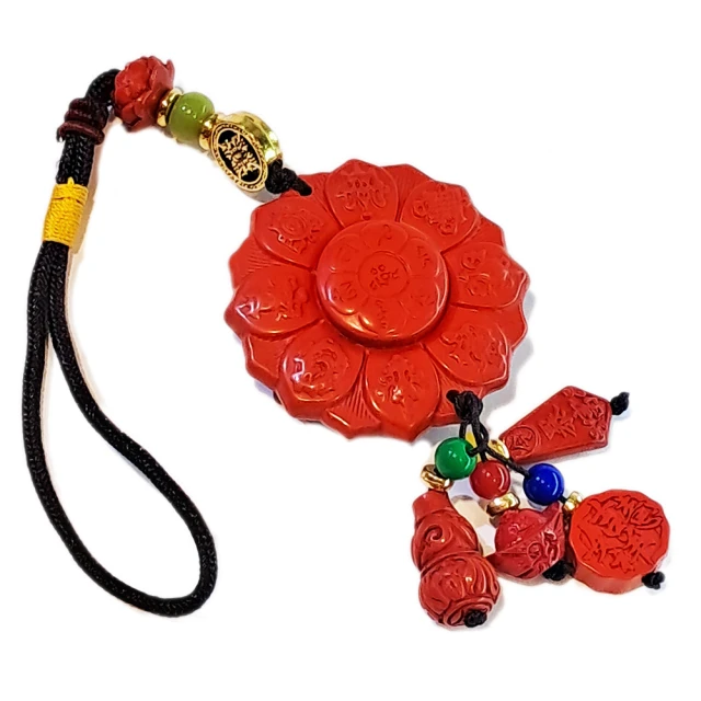 硃砂六字真言轉經筒汽車掛件男女士車載後視鏡車掛飾吊墜 歷史價格詳細信息