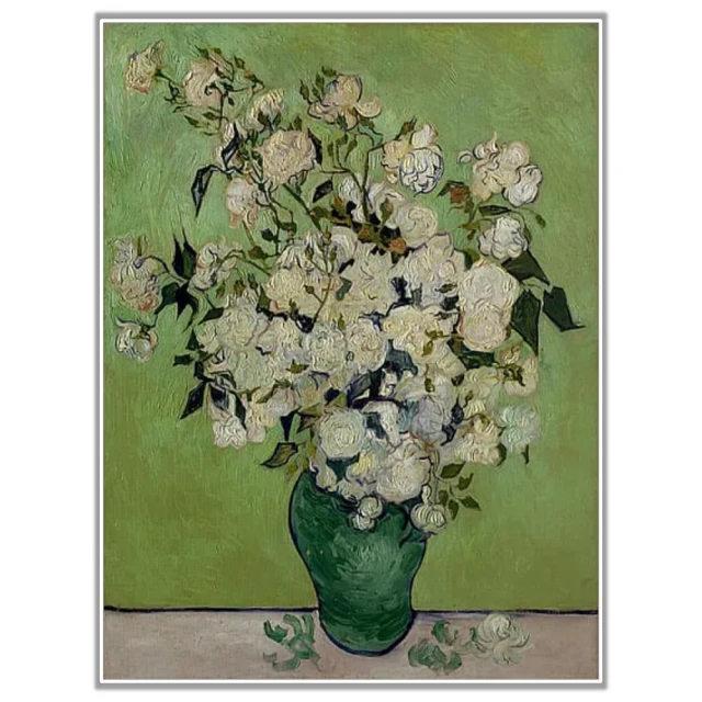 《瓶中薔薇》梵谷．後印象派 世界名畫 經典名畫 風景油畫-白框60x80CM 價格比較,價格查詢,歷史價格詳細信息